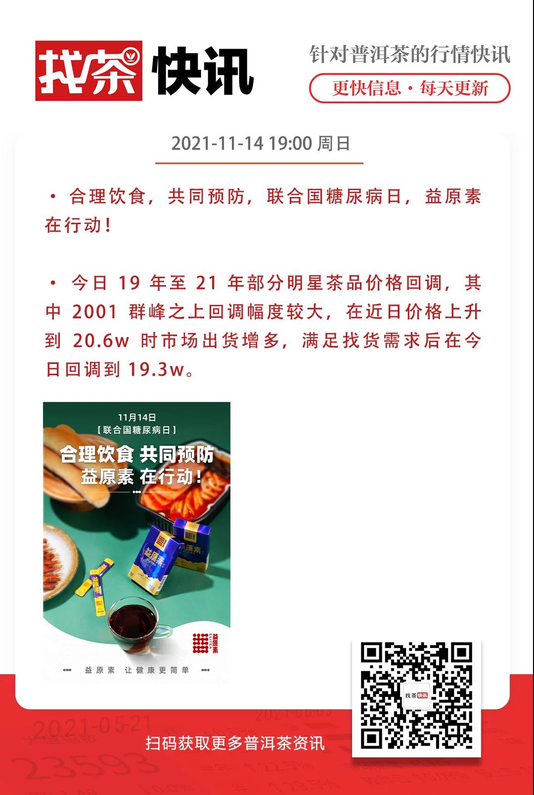 找茶快讯 11月14日 2001 群峰回调幅度较大配图1