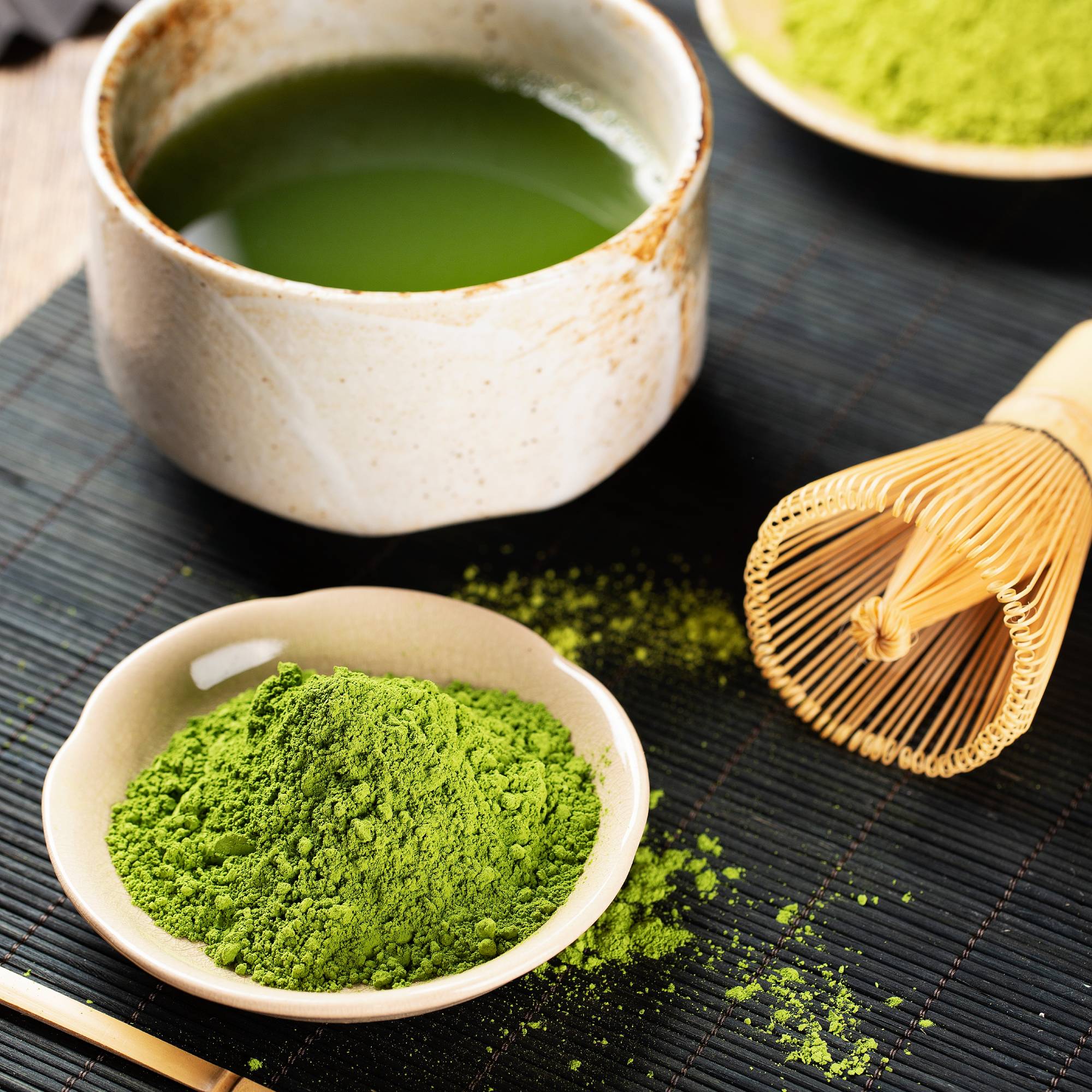 抹茶粉与茶具实拍